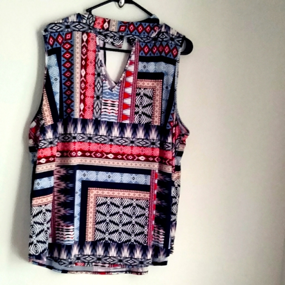 Cato Blouse Women 22/24W Multicolor Geometric Sleeveless Office Academia Casual